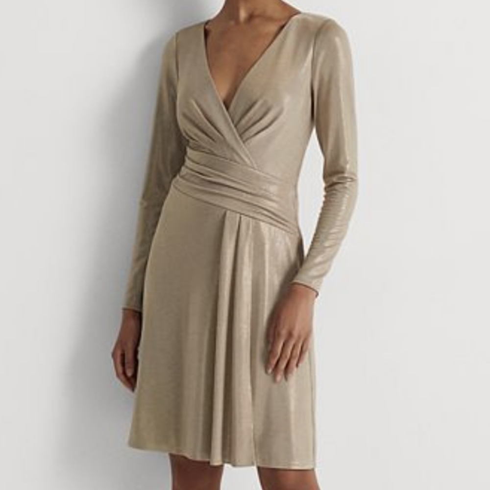 RALPH LAUREN Foil-Print Jersey Cocktail Dress